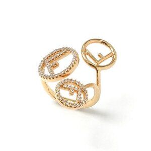 Fendi F's Ring Gold Rhinestone Logo